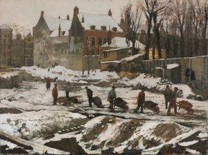 Byggeplass i Amsterdam, ca. 1902. av George Hendrik Breitner
