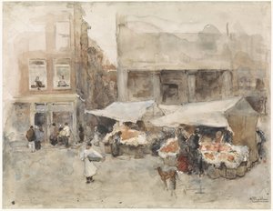 Marked med blomsterboder av George Hendrik Breitner
