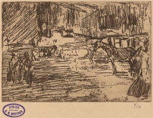 Scene med hester som står i strømmen av George Hendrik Breitner