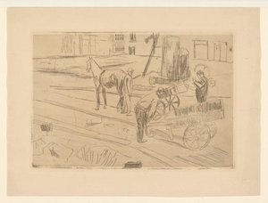 Arbeid på byggeplassen Sint Agnietenstraat i Amsterdam av George Hendrik Breitner