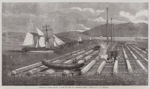 Canadian Lumber Trade, en flåte på St Lawrence av George Henry Andrews