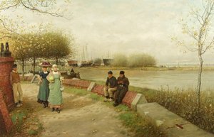 En utveksling av komplimenter - Muiden, Nord-Holland, ca. 1881 (olje på lerret)