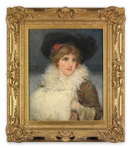 Kvinne, halvlang (Olje på lerret) av George Henry Boughton