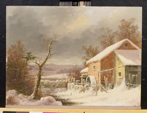Old Mill in Winter, 1861 (olje på trepanel)