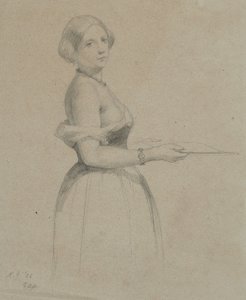 Portrett av en ung kvinne, 1856 (grafitt på brunt vevd papir)