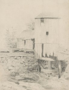 The Old Mill, 1846 (grafitt på brunfarget papir)