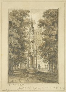 Bristol High Cross slik det sto i College Green i 1763 (blyant og akvarell på papir) av George Holmes