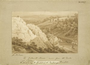 Hotwell House fra Clifton Rocks, c1815 (blyant og akvarell på papir) av George Holmes