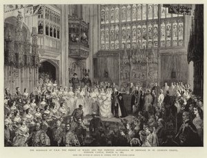 Ekteskapet til T R H Prinsen av Wales og prinsesse Alexandra av Danmark i St George