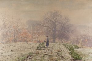 Vintermorgen (olje på lerret) av George Houston