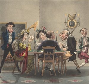 En ekte gummi! På Whist, ca. 1825., ca. 1825.