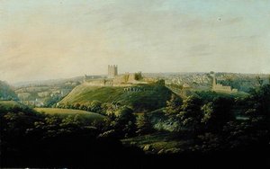 En omfattende utsikt over Richmond, Yorkshire (olje på lerret) av George I Cuitt