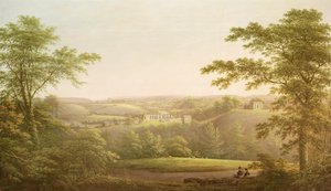 Easby Hall og Easby Abbey med Richmond, Yorkshire, i bakgrunnen, ca. 1790-1810