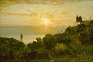 Lake Albano, solnedgang, ca. 1874. av George Inness