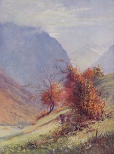 Høst i Alpland (farge litho)