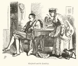 Oliver Goldsmith og hans utleier (gravering)