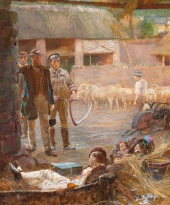 Spaserende spillere (akvarell forsterket med kroppsfarge) av George John Pinwell