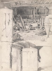 Studie for "The Goose", 1867: Interiør i en låve