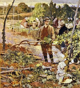 The Gleaners (blyant og akvarell på papir) av George John Pinwell