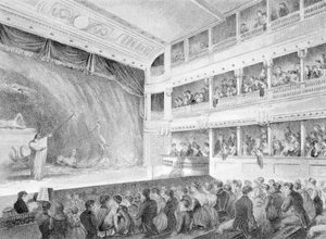 Interiør av Little Theatre, Haymarket i London, 1815 av George Jones