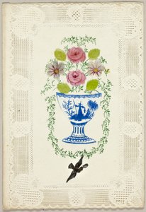 Uten tittel Valentine (Vase med blomster med fugl)