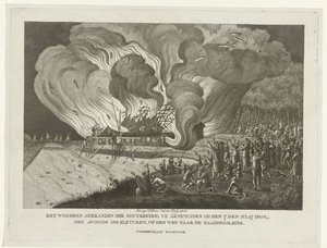 Brann i saltkjeden ved Arnemuiden, 7. juli 1802 av George Kockers