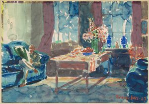 Selvportrett: Interiør i min leilighet i New York av George Luks