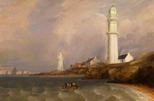 Fyrtårn - West Lights, Tayport, ca. 1840 (olje på lerret) av George McGillivray