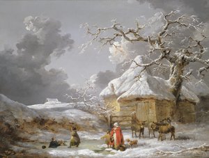 A Fall on the Ice (olje på lerret) av George Morland