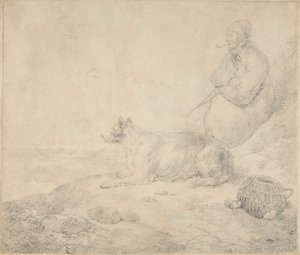 Fisker og hundepass ved kysten av George Morland