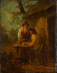 Bønder foran en hytte av George Morland