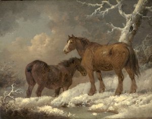 To hester i snøen av George Morland
