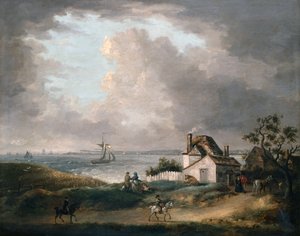Weymouth Bay med en fjern utsikt over havnen og Portland Bill av George Morland