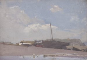 Fiskebåter (olje på mølleplate)