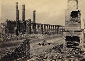 Ruinene av jernbanedepotet, Charleston, Sør-Carolina av George N. Barnard