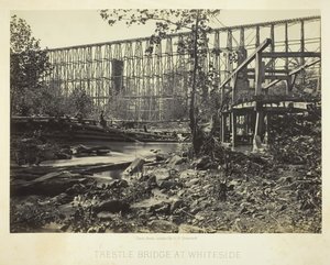Trestle Bridge ved Whiteside, 1864. av George N. Barnard