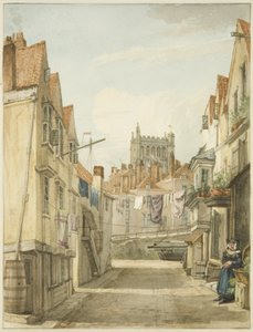 Alderskey Lane (blyant og akvarell på papir) av George Orleans Delamotte