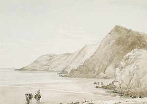 Caswell Bay (akvarell og blyant på papir) av George Orleans Delamotte