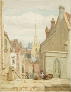 Queen Street [senere Christmas Steps] (blyant og akvarell på papir) av George Orleans Delamotte