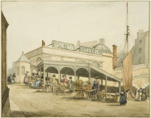 The Oyster Women's Shed at Bristol Bridge (blyant og akvarell på papir)
