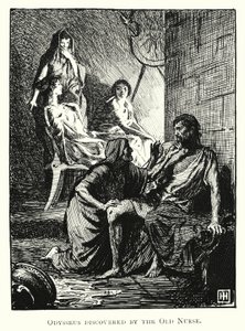 Odyssey: Odysseus oppdaget av den gamle sykepleieren (gravering) av George Percy Jacomb Hood