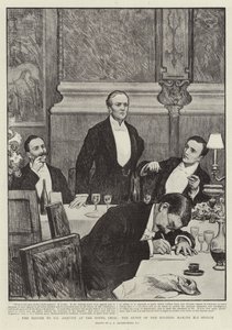 Middagen til Mr Asquith på Hotel Cecil, kveldens gjest som holder sin tale av George Percy Jacomb Hood