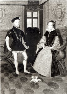 Portrett av Filip II av Spania (1527-98) og dronning Mary I (1516-58) gravert av Joseph Brown, 1812