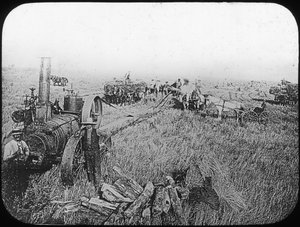 Høstscene på de nordamerikanske præriene, slutten av 1800- eller begynnelsen av 1900-tallet