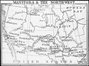 Kart over Manitoba og nordvest, Canada, c1893