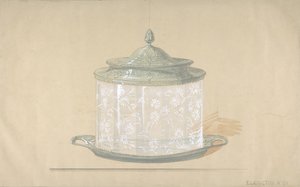 Design for en glassboks med sølvbunn og deksel, 1820-65. av George Richards Elkington