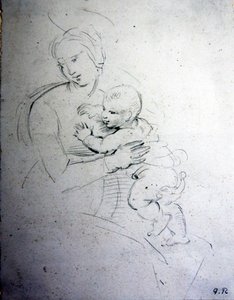 En mor og hennes barn - studie for de gamle av George Richmond