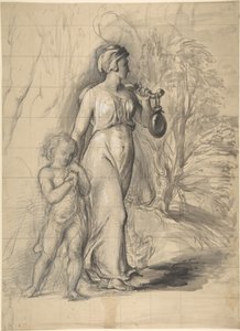 Hagar og Ismael i ødemarken (recto); to portrettstudier av kunstnerens kone og en studie av et ben og en torso (verso) av George Richmond