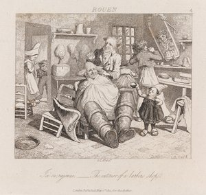 Frisørsalong, Rouen, ca. 1821 (radering)