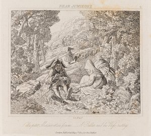 Selger og hustru nær Jumieges, ca. 1821 (radering)